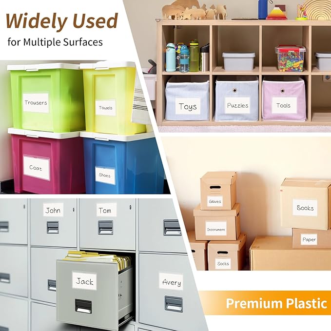 NIUBIER Storage Bin Labels, 36 Pack Clear Adhesive Pockets, Index Card Holder for 3x5 Cards, Removable Tote Labels Stickers for Packing Moving Box & Containers, Easy Peel Off