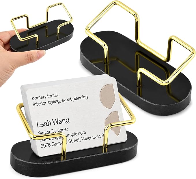 Qirvaten 2 Pieces Business Card Holder for Desk, Modern Business Card Display Stand, Gift Cards Organizer, Postcard Holder for Office, Reception, Desktop