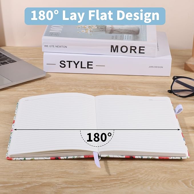 Thboxes 160 Pages Lined Journal Notebook, 5.71" X 8.27" Writing & Journaling Hardcover Executive Notebooks for Student Worker Women Men Notepads Journals for Writing Travel & Organization, Floral