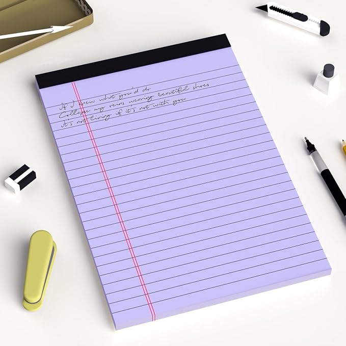 AILZFEI 6pcs Small Legal Pad 5x8 College Ruled Purple Legal Pads Notepads 6 Pack Study Back Writing Pads 5 x 8 Perforated Narrow Ruled Pads of Paper Purple