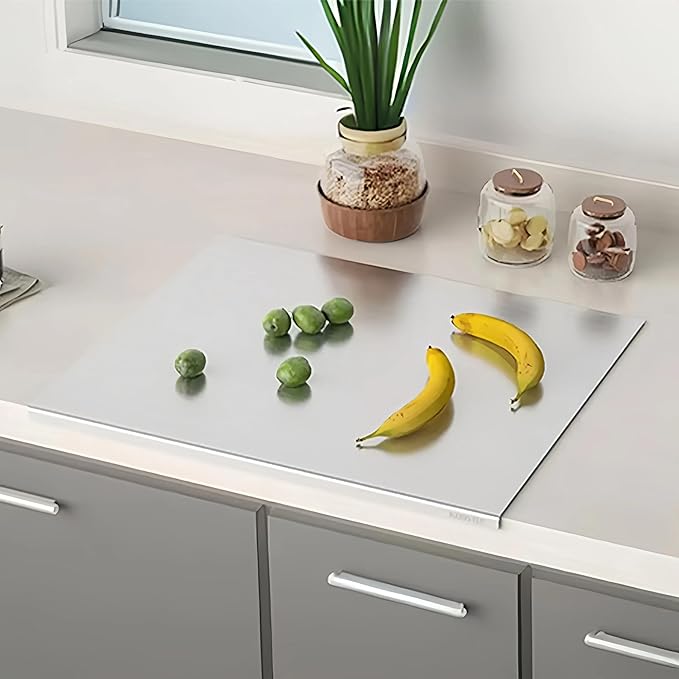 KORVOS Stainless Steel Cutting Boards for Kitchen, Food Grade 304 Stainless Steel Cutting Board with Lip, Metal Prep Board for Meat Fruits & Baking, 15.7" x 19.7"
