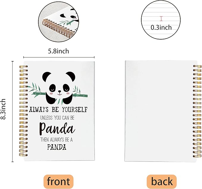 VNWEK Cute Panda Always Be Yourself Unless You Can Be a Spiral Notebook Journal 5.5 x 8.3 inches,Panda Lover Gifts Themed Lined Hardcover Spiral Notebook