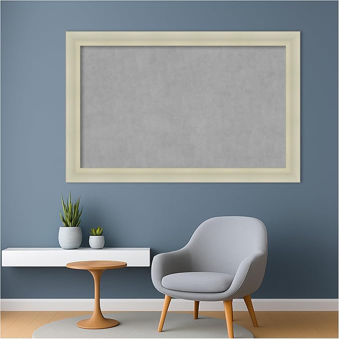 Amanti Art Silver Framed Magnetic Board 29x45 Large Vision Board for use with Magnets, 100% Metal Sheet to Display Items as Office Decor or for Home Organization in mudroom, Kitchen or Kids Room