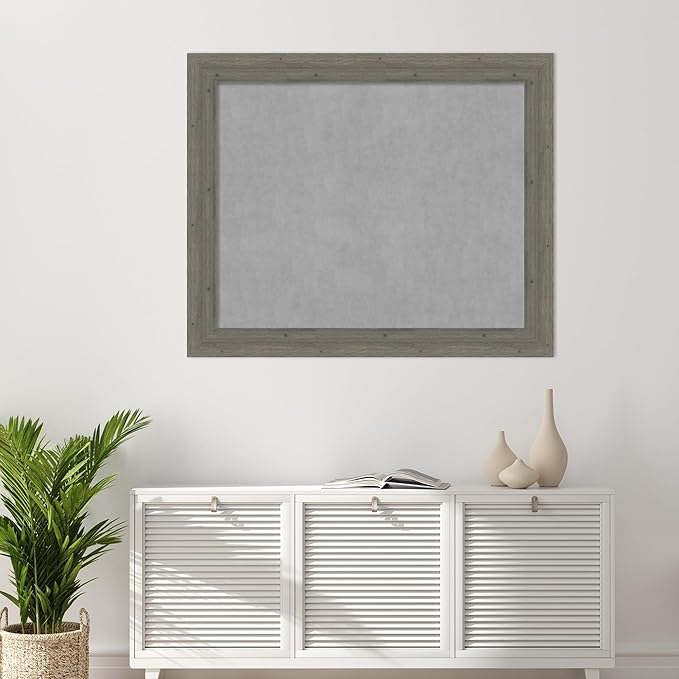 Amanti Art Grey Framed Magnetic Board 39x47 X-Large Vision Board for use with Magnets, 100% Metal Sheet to Display Items as Office Decor or for Home Organization in mudroom, Kitchen or Kids Room