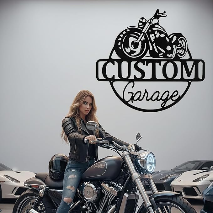 Custom Motorcycle Metal Signs Personalized Biker Name Sign Custom Garage Decor Motorbikes Wall Art Decor Motorcycle Sign Men Room Decorate Gifts for Men Husband Rider