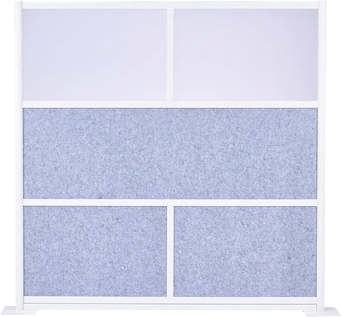 VEVOR Office Divider Privacy Partition, 1-Pack, 70" x 70" Modular Wall Room Divider, PET Workstation Cubicle Partition with Frosted Windows, Freestanding Privacy Panel Wall for Office Library