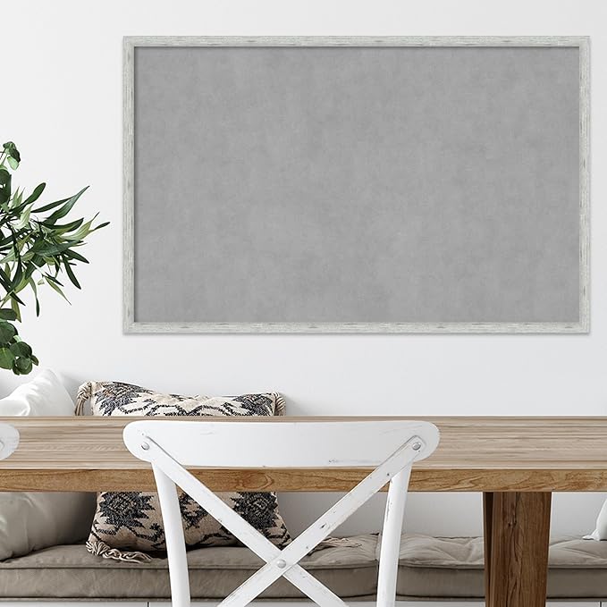 Amanti Art Silver Framed Magnetic Board 21x33 Large Vision Board for use with Magnets, 100% Metal Sheet to Display Items as Office Decor or for Home Organization in mudroom, Kitchen or Kids Room