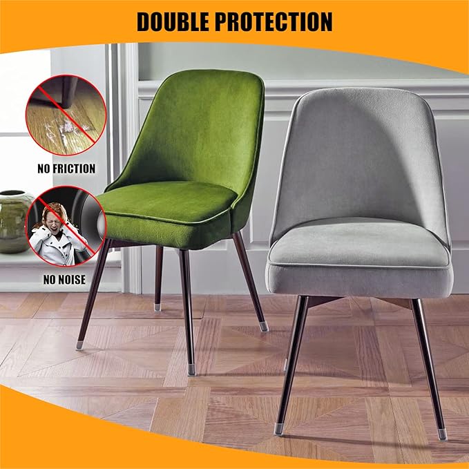 Clear Square Chair Leg Protector for Hardwood Floors, 16Pcs Silicone Furniture Legs Caps to Prevent Floor from Scratches and Reduce Noise, Easy to Move(1 1/4 Inch)