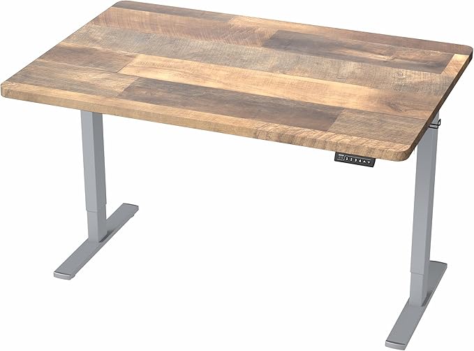 VIVO Electric 48 x 30 in Standing Desk, Memory Height Adjustment, 1B Series, Holds 220 lbs, One-Piece Reclaimed Wood Top, Gray Frame, DESK-KIT-1G5P