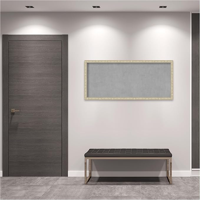 Amanti Art Silver Framed Magnetic Board 22x50 Oversize Vision Board for use with Magnets, 100% Metal Sheet to Display Items as Office Decor or for Home Organization in mudroom, Kitchen or Kids Room