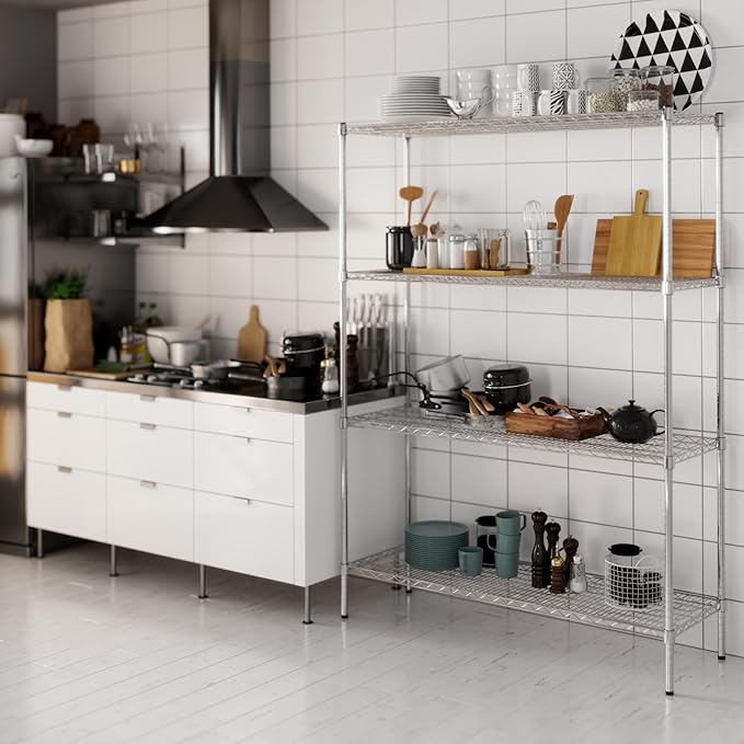 Regal Altair Wire Shelving Kit | NSF Commercial Storage Rack Unit (4-Tier | 74" Height, 18" Deep x 54" Wide)