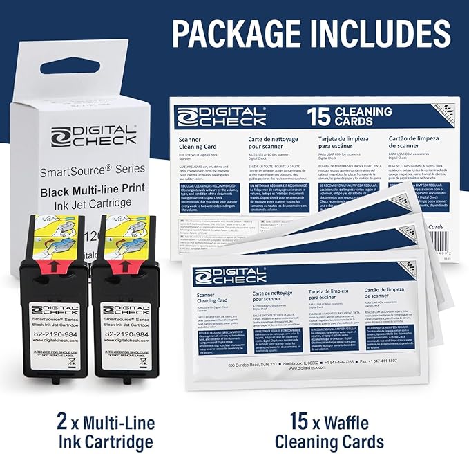 Triplenet Pricing Ink Cartridge Bundle with 2 Black Multi-Line Print 82-2120-984 and 15 Scanner Cleaning Cards and Sheets, Ideal Bundle for Businesses Needing Reliable C6GQRY55T9