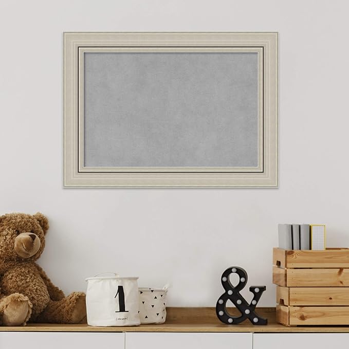 Amanti Art Silver Framed Magnetic Board 16x22 Small Vision Board for use with Magnets, 100% Metal Sheet to Display Items as Office Decor or for Home Organization in mudroom, Kitchen or Kids Room