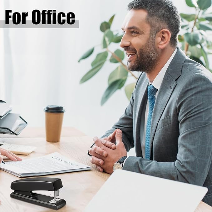 Marspark 10 Pieces Stapler for Desk Staplers Bulk with 6000 Staples Office Stapler 25 Sheet Capacity Staplers Pack for School Office (Black, Blue, White)