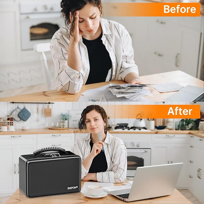 ENGPOW Fireproof Money Box, Small Hard Case Fireproof Box with Fireproof Zipper & Lock, 6400°F Heat Insulated Fireproof Water Resistant Safe Box for Cash, A5 Document, Passport and More, Black