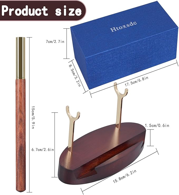 Htoxsdc Pen Holder Desk Organizers and Accessories Desk Decor ,Exquisite Wooden Pen Holder ,with a Cool Pen and Two Refills for Office and Home (Style C)