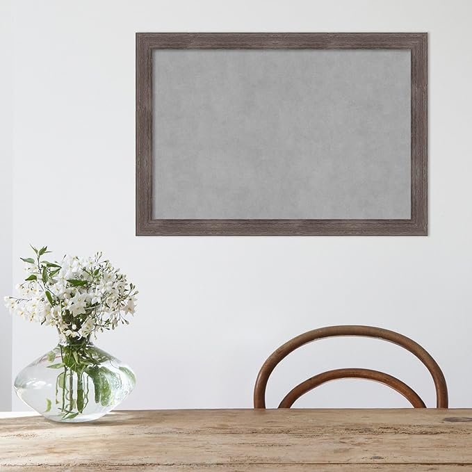 Amanti Art Grey Framed Magnetic Board 19x27 Medium Vision Board for use with Magnets, 100% Metal Sheet to Display Items as Office Decor or for Home Organization in mudroom, Kitchen or Kids Room