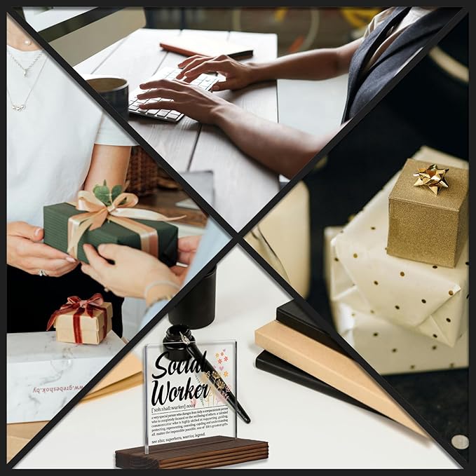 Social Worker Gifts, Thank You Desk Sign for Case Managers and Mental Health Advocates, Inspirational Recognition Plaque for Social Work Professionals PA049