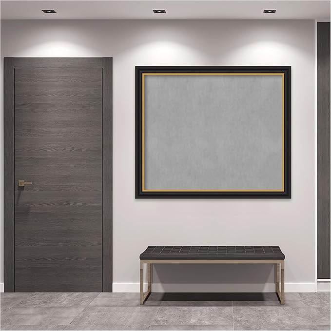 Amanti Art Black Framed Magnetic Board 46x54 Oversize Vision Board for use with Magnets, 100% Metal Sheet to Display Items as Office Decor or for Home Organization in mudroom, Kitchen or Kids Room