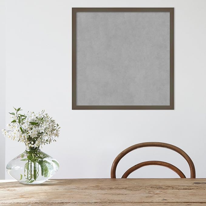 Amanti Art Grey Framed Magnetic Board 21x21 Medium Vision Board for use with Magnets, 100% Metal Sheet to Display Items as Office Decor or for Home Organization in mudroom, Kitchen or Kids Room