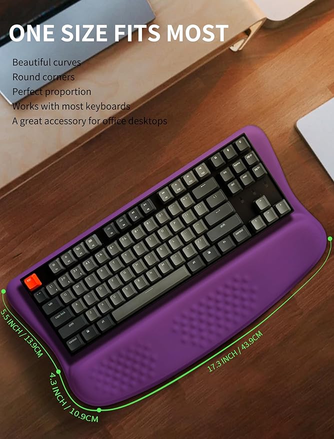 KUOSGM Ergonomic Wave Wrist Rest with Keyboard Stand, Cushioned Palm Rest, Comfortable Integrated Memory Foam for Natural Typing and Relieve Wrist Pain, Rich Purple