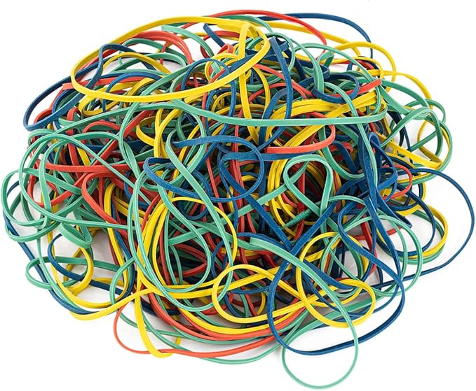 Bilinny Large Heavy Duty Rubber Bands - 7x1/8", 1 Lb. (Approx. 240) Assorted Colored Rubber Bands, Made in USA