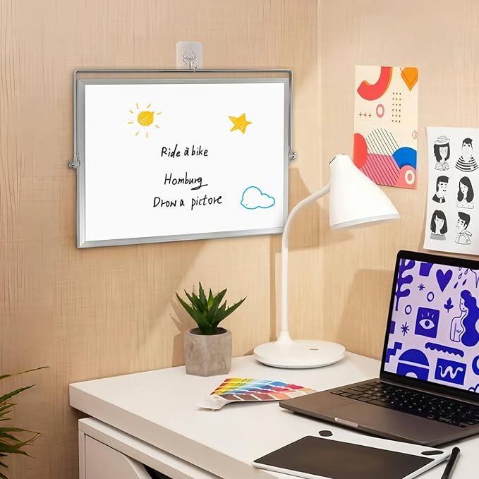 Lumspax Desktop Whiteboard with Stand, 16" x 12" Double-Sided Dry Erase Board with Stand, Portable Stand White Board for Office, Home, School