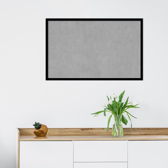 Amanti Art Black Framed Magnetic Board 21x33 Large Vision Board for use with Magnets, 100% Metal Sheet to Display Items as Office Decor or for Home Organization in mudroom, Kitchen or Kids Room