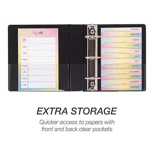 Samsill Economy 1 Inch Mini 3 Ring Binder, Made in The USA, Round Ring Binder, Non-Stick Customizable Cover, 1" View, 6-Pack, Black