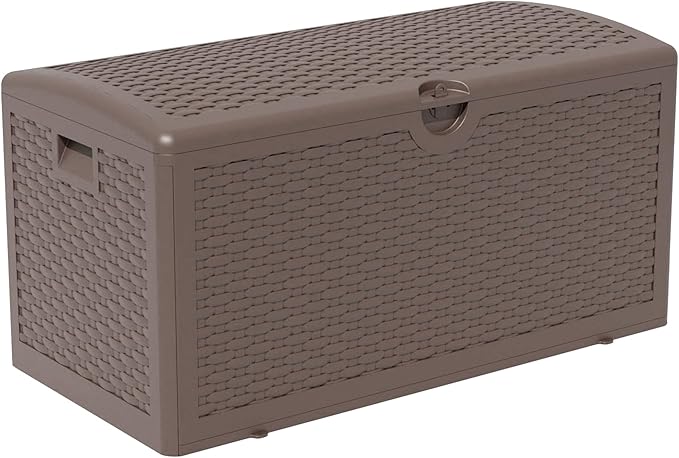 Yardgrace 80 Gallon Pro Resin Deck Box, Waterproof Outdoor Storage Bin for Patio, Poolside, and Garden, Lockable & UV-Resistant,Brown
