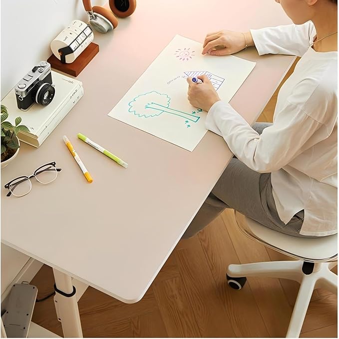 Bloss Extra Large Desk Mat 55" x 24", Non-Slip Dressing Table Cover Protector, Waterproof Student Study Desk Mat, PU Leather Computer Writing Desk Pad for Home Office and Decor - Beige