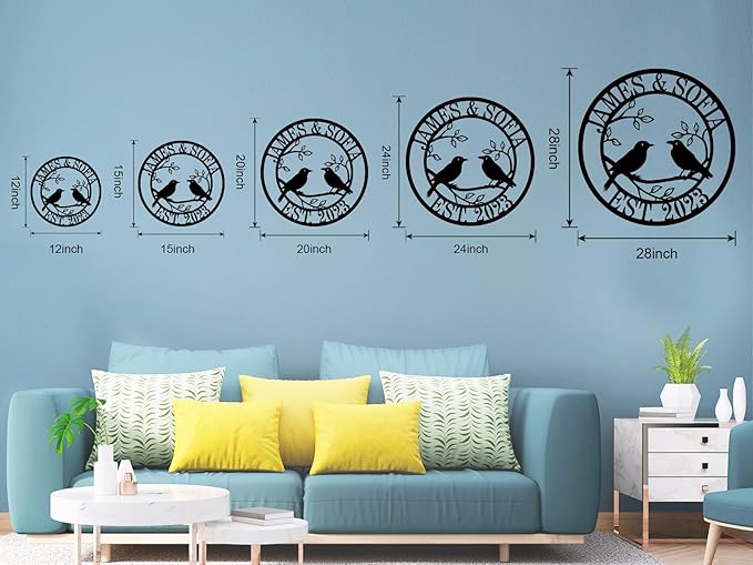 ENFODREAM Personalized Wedding Couple Sign | Modern Metal Name Sign for Wall Decor | for Couple | Custom Text & Date