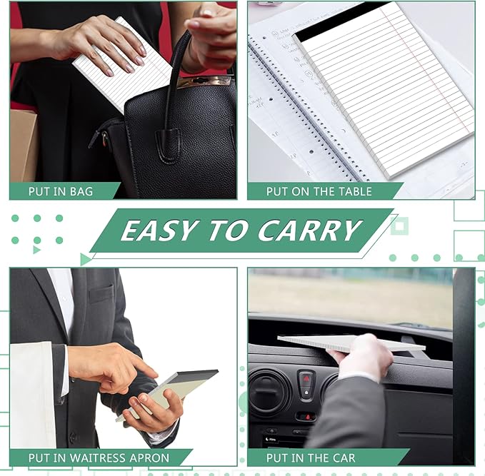 Legal Pads 5 x 8 Inch Notepad, 8 Pack Note Pads College Ruled Perforated Memo Pad for Work Study Daily Note Taking List, Lined Writing Pads Memo Refills Notepads for Office Home School, 30 Sheet/Pad