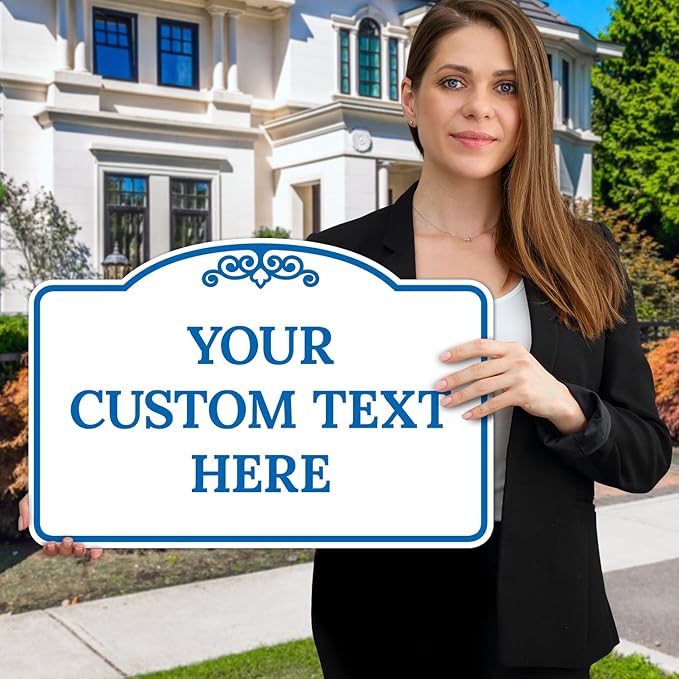 Custom Decorative Sign, Personalized Metal Sign for Business, Driveway, Home, Airbnb, Office Door Plaque, Blue Light Sign, 12x18 Inches, ACM, Fade Resistant, Made in USA by Sigo Signs