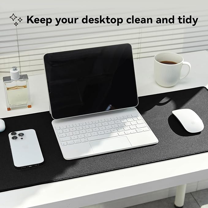 Reniteco Waterproof Large Gaming Mouse Pad with Durable Stitched Edges, Non-Slip Rubber Base, Grainy Jacquard Mouse Mat Desk Pad for Home Office Gaming, 35.4''x15.7''x0.12'', Matte Black