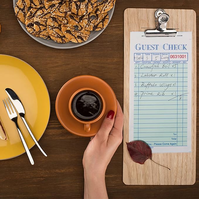 Guest Checks Server Note Pads 300 Sheets with Carbonless Copy Paper for Restaurants (6 Books) 3.5" x 6.75" Per Ticket Book