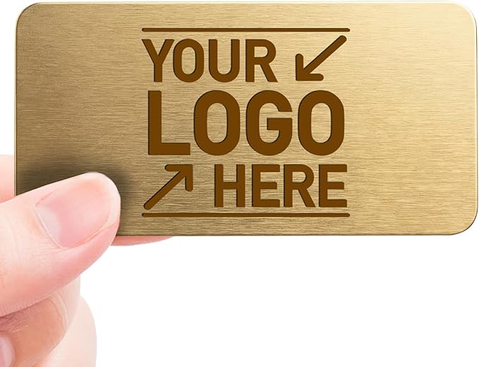 Magnet Me Up Custom Metallic Name Tag Badge - 1.5"x3" Image Only- 20 mil Gold Aluminum, Personalized Logo & Name, Full Color, Customizable Identification Label for Business & Employee, Made in USA
