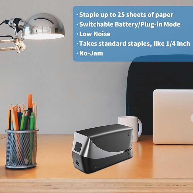 Coruscant Electric Stapler, Heavy Duty Desktop Stapler, Includes 2000 Staples and 1 Staple Remover, No-Jam Automatic AC or Battery Powered, 25 Sheet, Professional for Office Home School Use