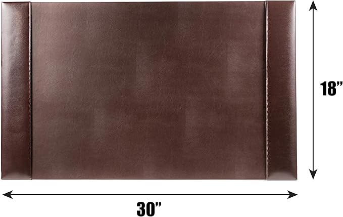 Dacasso Bonded Pad with Side Rails Luxury Leather Desk Blotter for Writing, 30 x 18, Brown