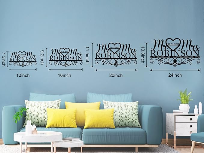 Personalized Anniversary Wedding Gift Custom Last Name Metal Sign Family Name Sign Custom Last Name Metal Sign Monogram Wall Decor Personalized Name Sign for Home