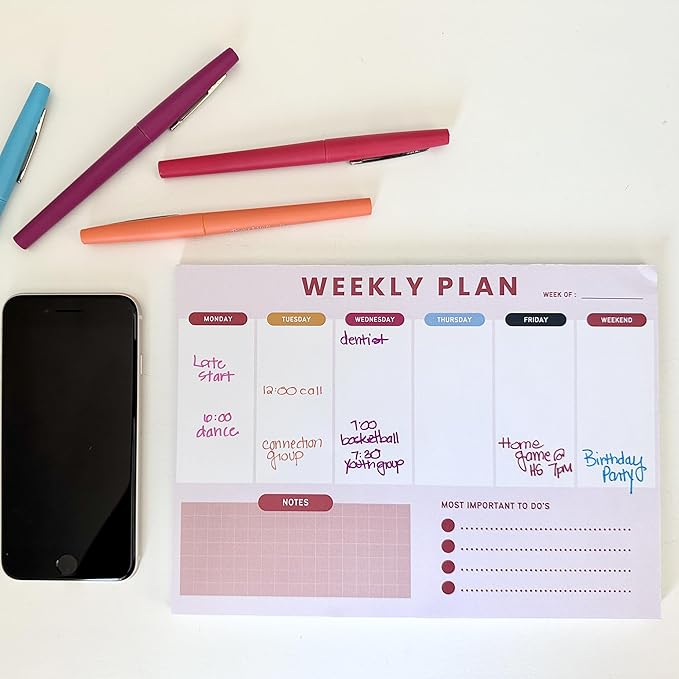 Weekly Planner Notepad – Tear-Off Weekly to do List Notepad, Weekl y Desk Calendar Notebook for Productivity, Task Planner for Time Management, Project Planner with 50 Planning Sheets
