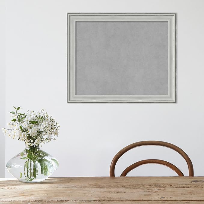 Amanti Art Silver Framed Magnetic Board 19x23 Small Vision Board for use with Magnets, 100% Metal Sheet to Display Items as Office Decor or for Home Organization in mudroom, Kitchen or Kids Room