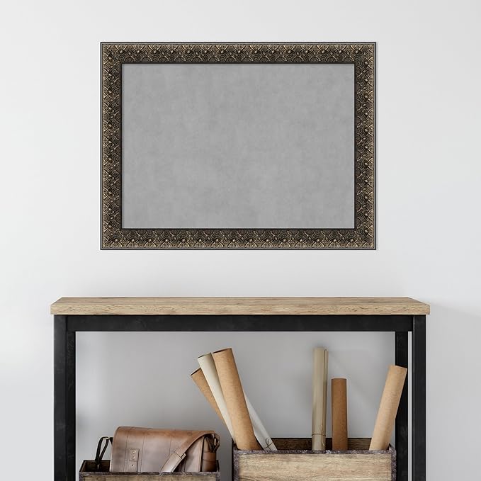 Amanti Art Black Framed Magnetic Board 25x33 Medium Vision Board for use with Magnets, 100% Metal Sheet to Display Items as Office Decor or for Home Organization in mudroom, Kitchen or Kids Room