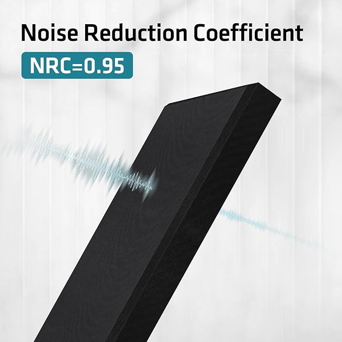 2 Pack 2" Thick Acoustic Panels, 47.24" X 11.81" Fiberglass Wall Panel, Acoustic Panels Sound Absorbing for Office, Studio, Home Theatre - Black