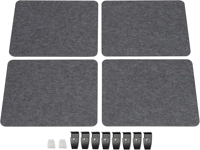 ReFocus Raw Clamp-On Acoustic Desk Divider Mounted Privacy Panel Set – Reduce Noise & Visual Distractions for Office, Study (Anthracite Gray, 4× Panels (20.9"×16"))