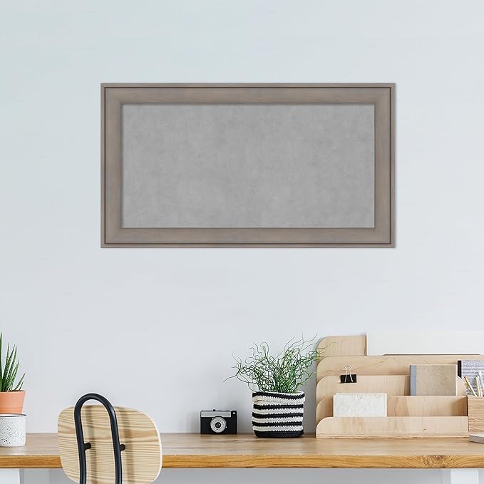 Amanti Art Grey Framed Magnetic Board 15x27 Small Vision Board for use with Magnets, 100% Metal Sheet to Display Items as Office Decor or for Home Organization in mudroom, Kitchen or Kids Room