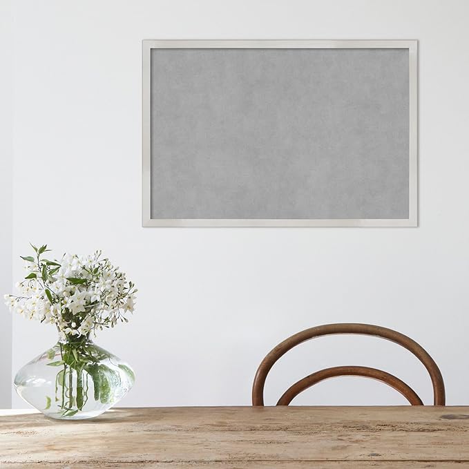 Amanti Art Silver Framed Magnetic Board 17x25 Medium Vision Board for use with Magnets, 100% Metal Sheet to Display Items as Office Decor or for Home Organization in mudroom, Kitchen or Kids Room