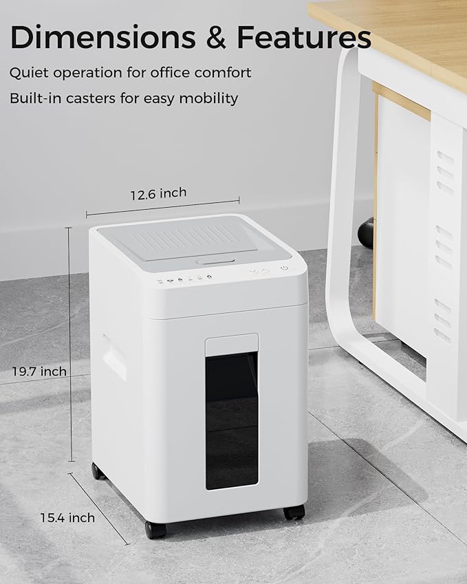 110-Sheet Micro-Cut Paper Shredder Auto Feed Shredders P-4 High Security for Home Office 6.8 Gallon Bin with Casters