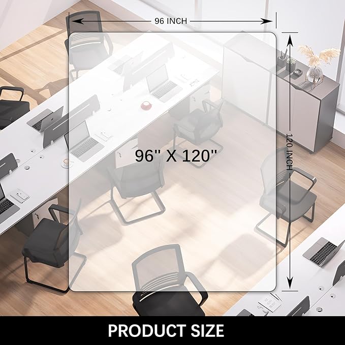 Kuyal Clear Chair Mat, Hard Floor Use, 8'×10' Transparent Office Home Floor Protector mat Chairmats (96" X 120" Rectangle)