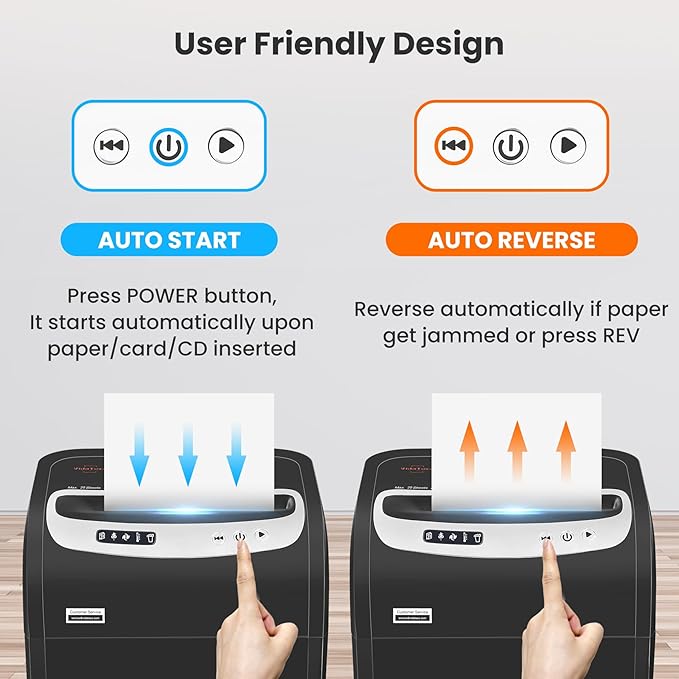 VidaTeco Paper Shredder for Home Office Heavy Duty with 60 Mins Running with US Patented Cutter,Shred CD/Card with Extra Large Bin,AUTO Jam Proof(ETL) (20-Sheet Cross Cut)